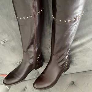 Marc Fisher Womens Leather Knee High, Dark Brown